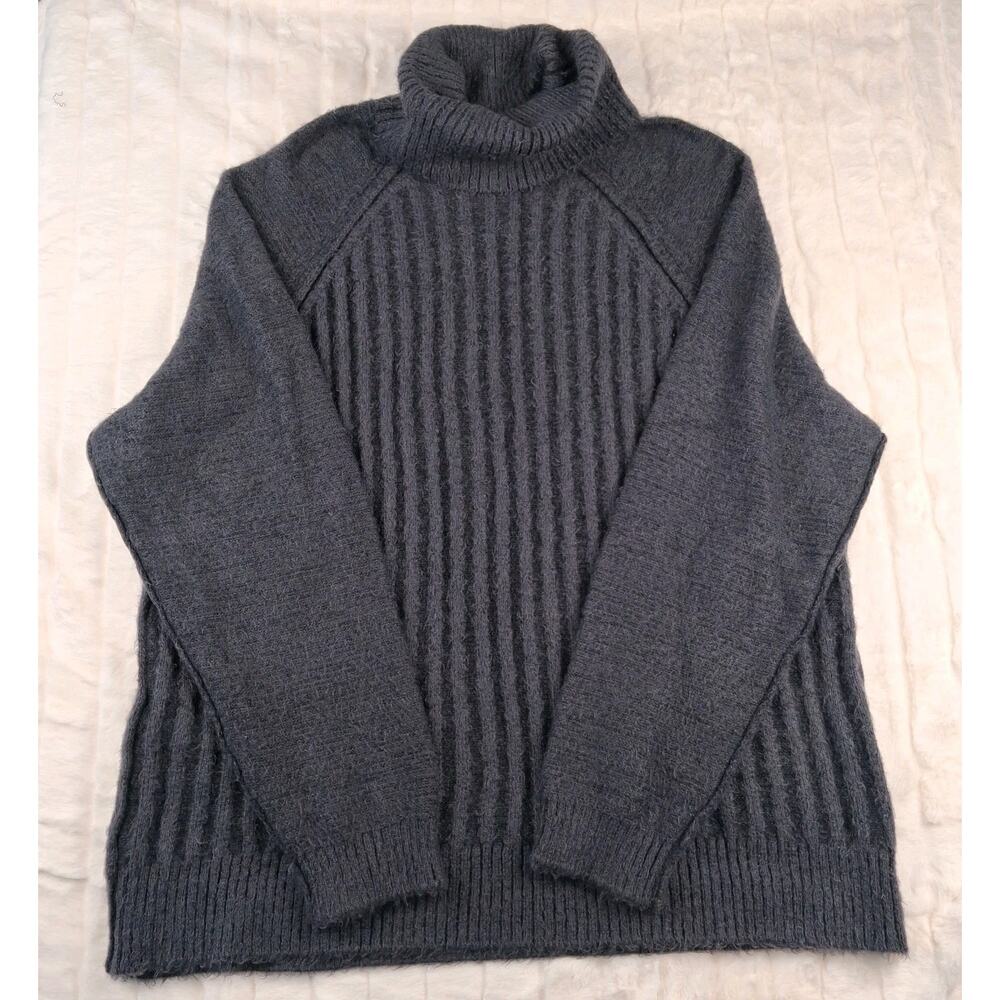 Free People Big City Turtleneck Pullover Sweater Gray Medium Cozycore Soft